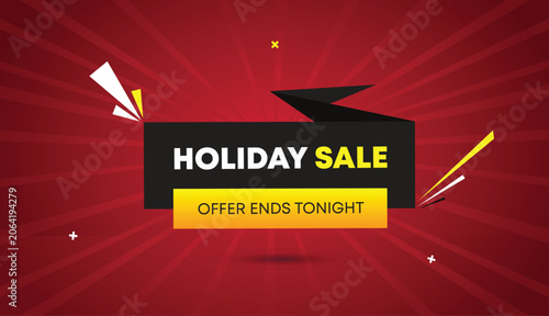 Obraz na płótnie holiday sale offer ends tonight web banner vector art template design badge icon