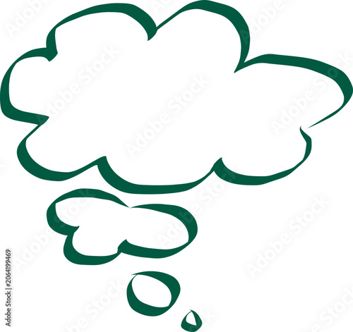 Green thought bubble with a clean white background representing ideas and contemplation