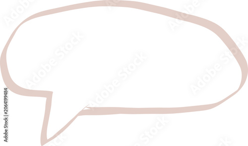 Hand drawn speech bubble outline in soft pastel pink on white background with copy space for text communication concept