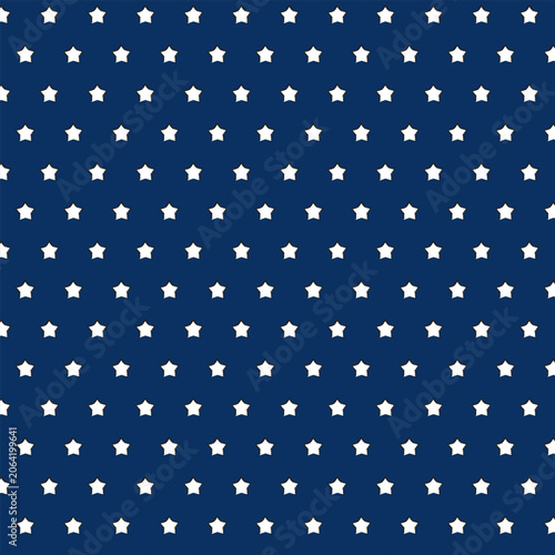 Patriotic White Stars Seamless Pattern on Blue Background