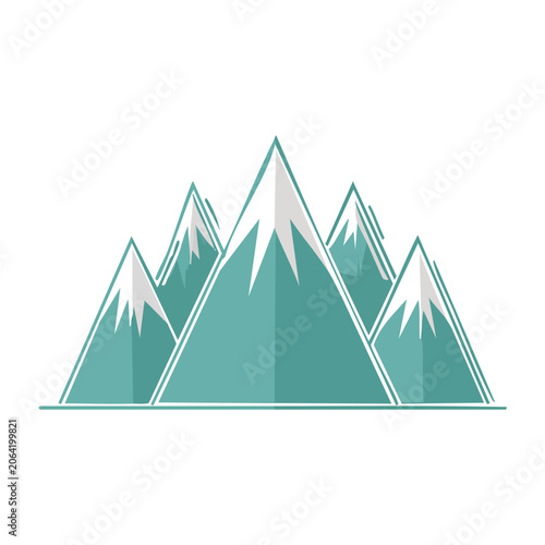 Minimalist teal mountain range illustration