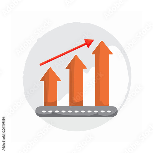 Orange growth chart icon with upward arrows