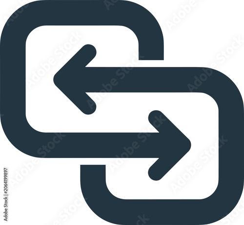Fényképezés Interlocking Squares with Arrows Icon on White Background data exchange