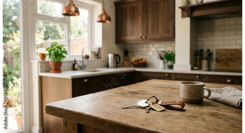 Modern Wooden Kitchen Interior with Appliances
