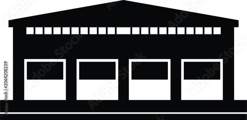 Photos Black warehouse building icon isolated on white background for industrial logist