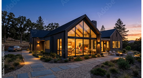 Modern Luxury Villa Exterior at Twilight
