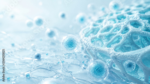Porous biomaterial scaffold and cultured cells representing tissue engineering and regenerative medicine.