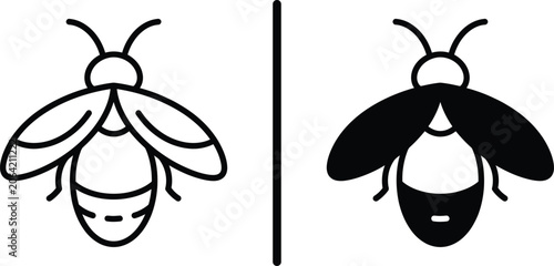 Cuadro en lienzo Minimalist Bee Insect Icon Set for Nature Wildlife and Agriculture Design