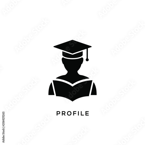 Cuadro en lienzo Graduation cap and academic gown silhouette against a white background represent