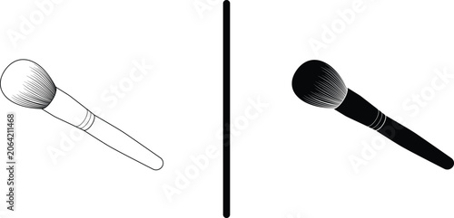 Foto Minimalist Cosmetic Makeup Brush Icons Set for Beauty and Personal Care Design P