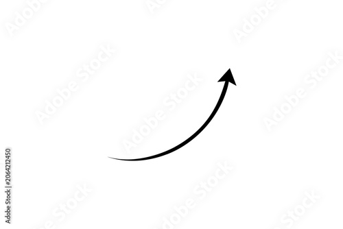 Quadro su tela Black curved arrow pointing upwards, thin sweeping growth vector icon