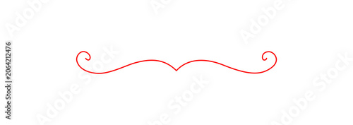 Foto Elegant red text divider with curly swirls, minimalist ornamental bracket vector line