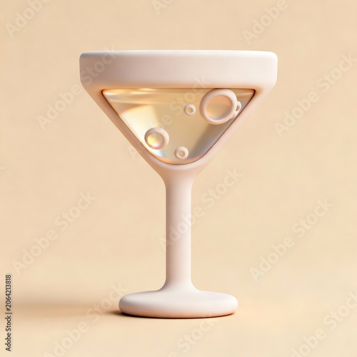 Macro 3D Silicone Cocktail Icon on Warm Beige