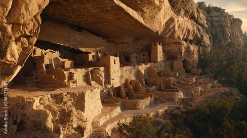 Ancient Cliff Dwellings at Mesa Verde National Park in Colorado.