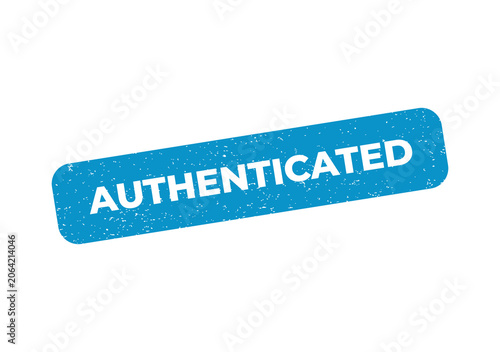Schilderij op canvas Blue authenticated rubber stamp icon with grunge texture effect