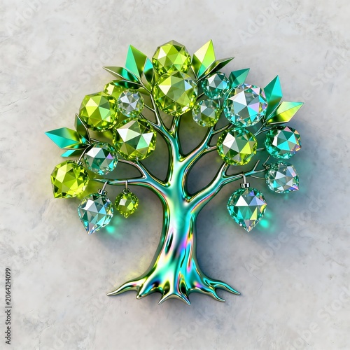 Abstract Geometric Crystal Tree on Liquid Metal Surface