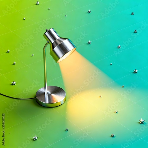 Lunar Gradient Lamp: Minimalist Brushed Aluminum & Chrome Li