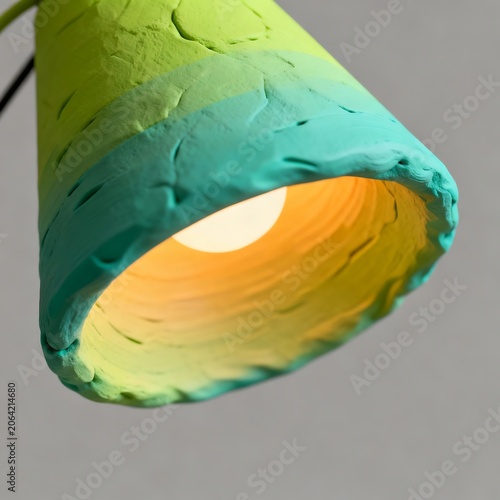 Lumina Clay: Minimalist Lime & Turquoise Light Sculpture
