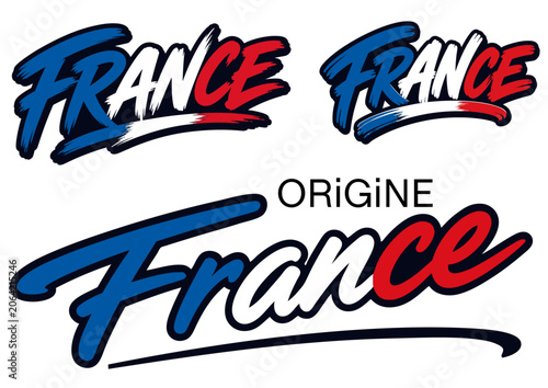 Foto Typographie France aux couleurs patriotiques bleu, blanc, rouge