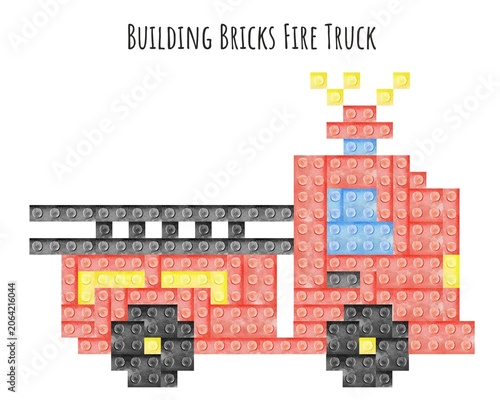 Building Bricks Fire Truck Illustration