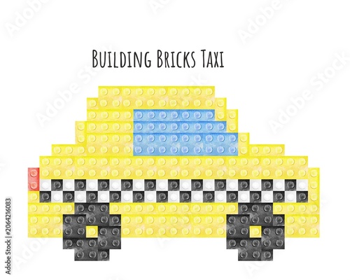 Building Bricks Taxi Illustration