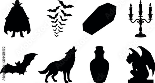Foto Vampire mythology and gothic horror halloween solid black vector icon set in image_d5fd1f