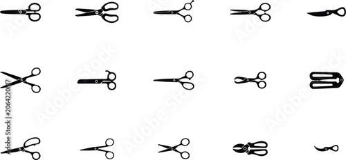 Schilderij op canvas Scissors and shears icons collection vector cutting tools tailor sewing salon ha