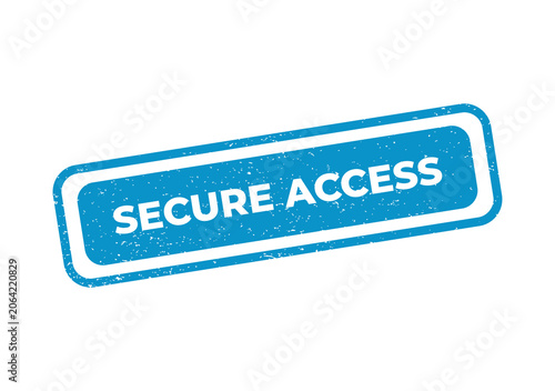 Blue rectangular rubber stamp with the text secure access on it