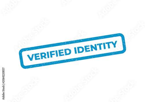 Blue rectangular rubber stamp with the text verified identity