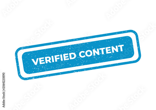 Blue rectangular rubber stamp with the text verified content inside