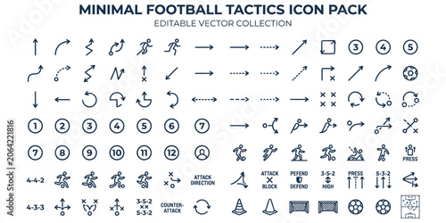 Canvastavla World football championship tactics and strategies editable vector icon pack