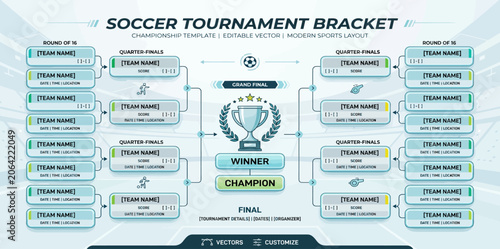Bild auf Leinwand Soccer world championship tournament bracket template
