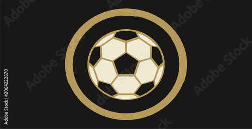 World football championship emblem soccer ball in gold circle on black background