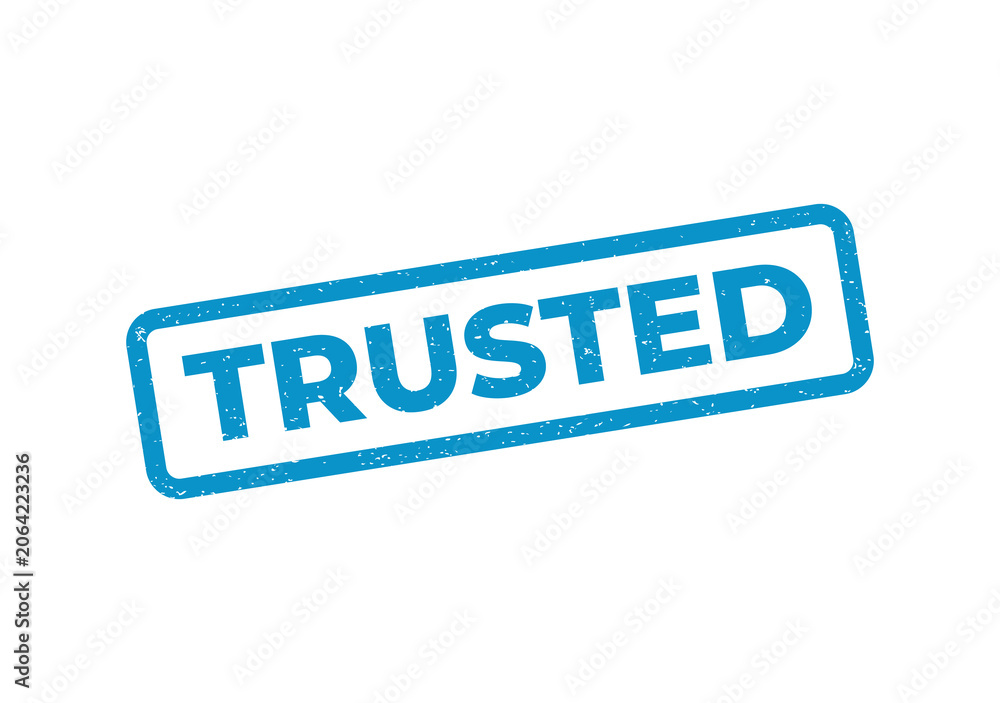 Obraz premium Blue rubber stamp with the word trusted inside a rectangular border