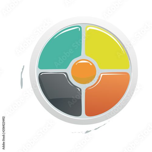 Flat design color wheel with four segments