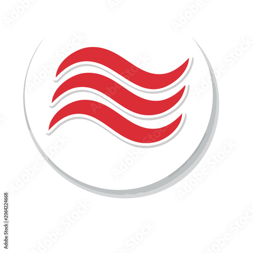 Red wave icon on white background