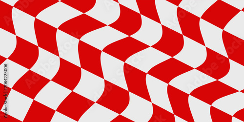 Vászonkép Close up of Croatian red and white check board waving flag