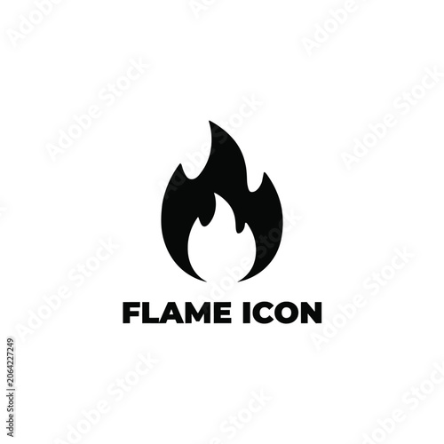 Obraz na plátně Flame icon on a white background a simple black silhouette depicting a burning f
