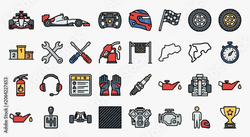 Obraz na płótnie Creative Racing and Motorsport Equipment and Concepts Illustrated Guide with hig