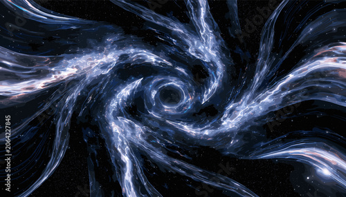 Cuadro en lienzo A swirling vortex of cosmic energy and gas, resembling a black hole or nebula, with ethereal blue and white light against a dark background