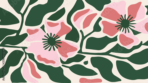 Vibrant Abstract Background with Flowers