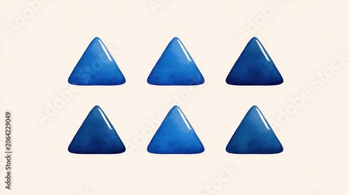 Blue Watercolor Triangles on Soft Beige Background for Design Use