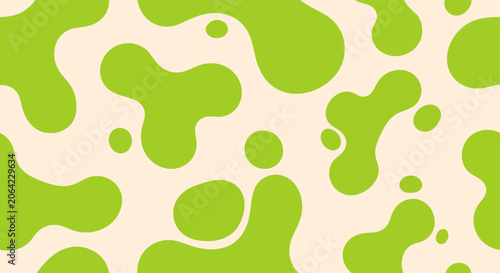 Cuadro en lienzo Abstract Organic Shapes Seamless Pattern in Lime Green.