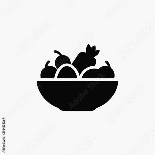  fruit bowl icon silhoutte vector style template