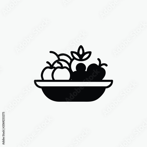  fruit bowl icon silhoutte vector style template