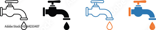 фотографія leaking faucet icons with different colors and transparent background PNG