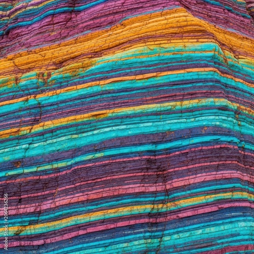 Massive striped cliff face showing horizontal layers of compressed minerals, evidence of millions of years of deposition, earth, erosion, crust