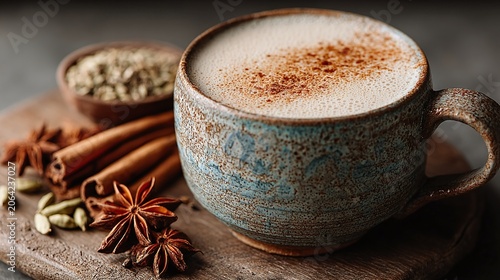 Warm Spiced Beverage in Ceramic Mug.