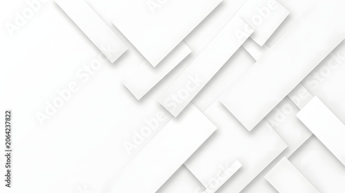 Minimalist abstract background with overlapping white rectangles and soft shadows for modern design