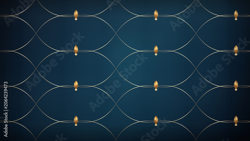 Elegant Art Deco Seamless Pattern Featuring Golden Leaves on a Sophisticated Dark Blue Gradient Background